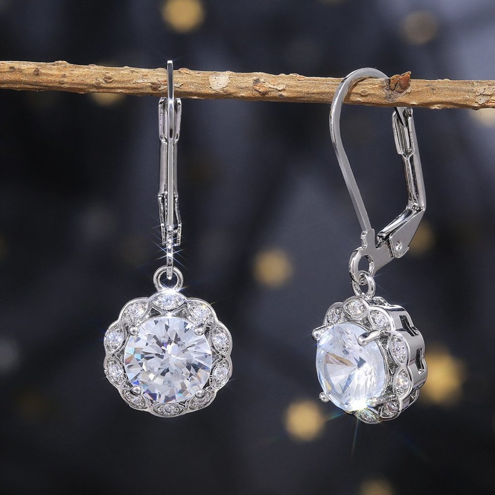 🎁 925 Silver Plated Fashion Crystals Dangle Earring, FB16FA1156